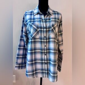 Sanctuary Blue Plaid Lined Boyfriend Shirt